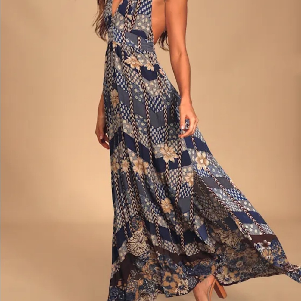 Lulus Floral Blue Maxi Dress